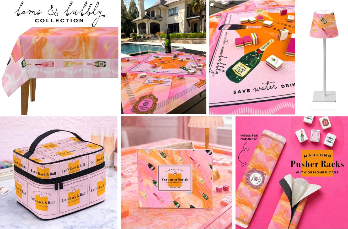 Bams & Bubbly Mahjong Mat | Champagne TRAVEL [Non Neoprene]