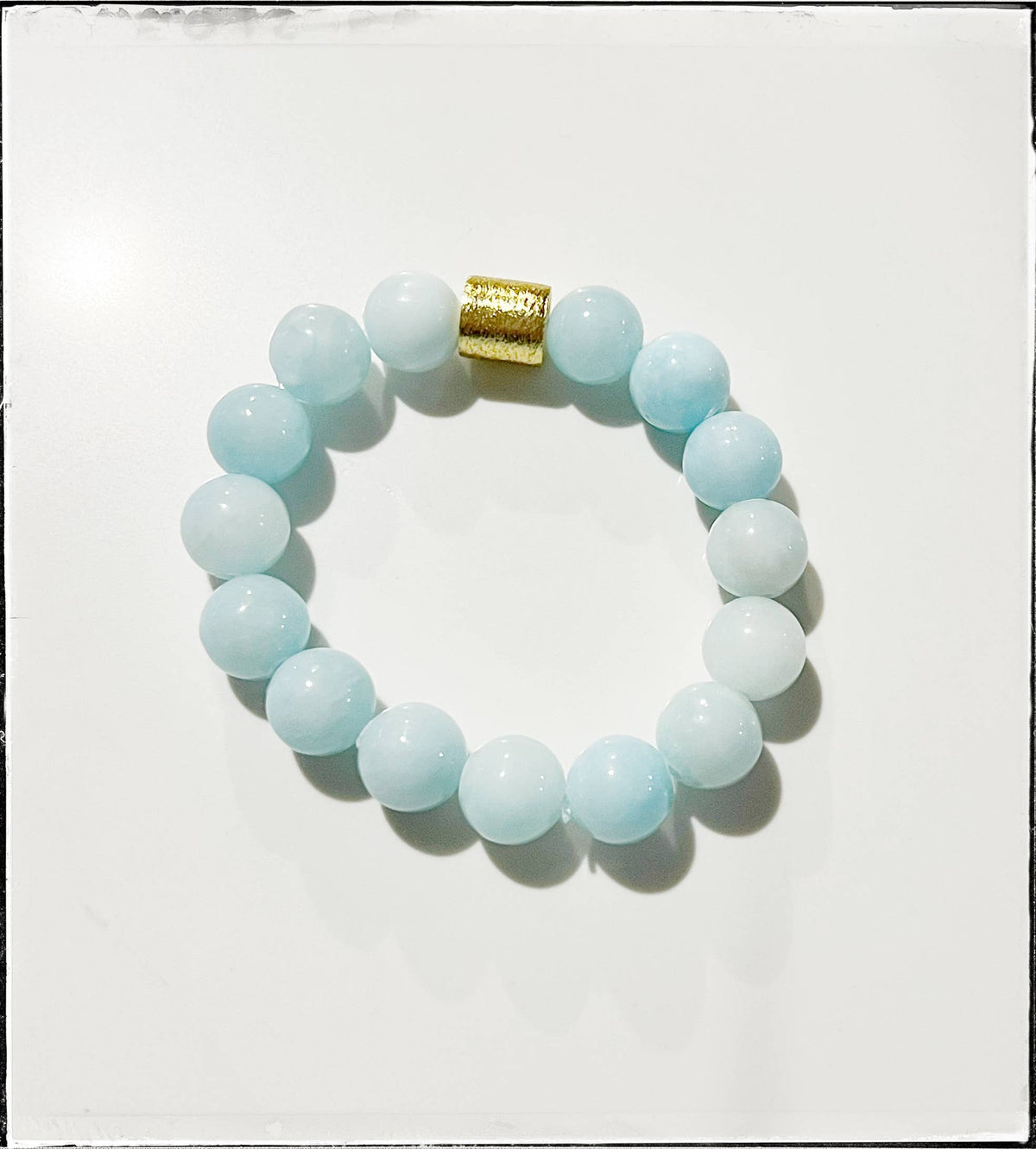 Light Blue Jade Gemstone Stone Beaded Stretch Bracelet