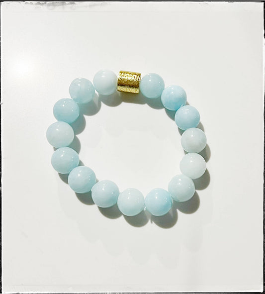 Light Blue Jade Gemstone Stone Beaded Stretch Bracelet