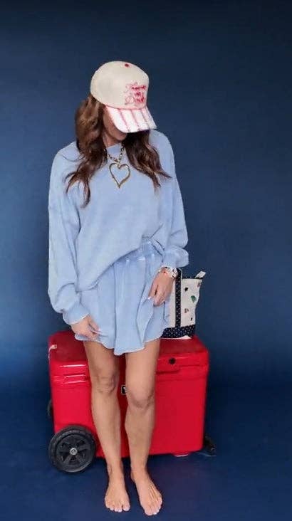 Knit Denim Top & Skort Set