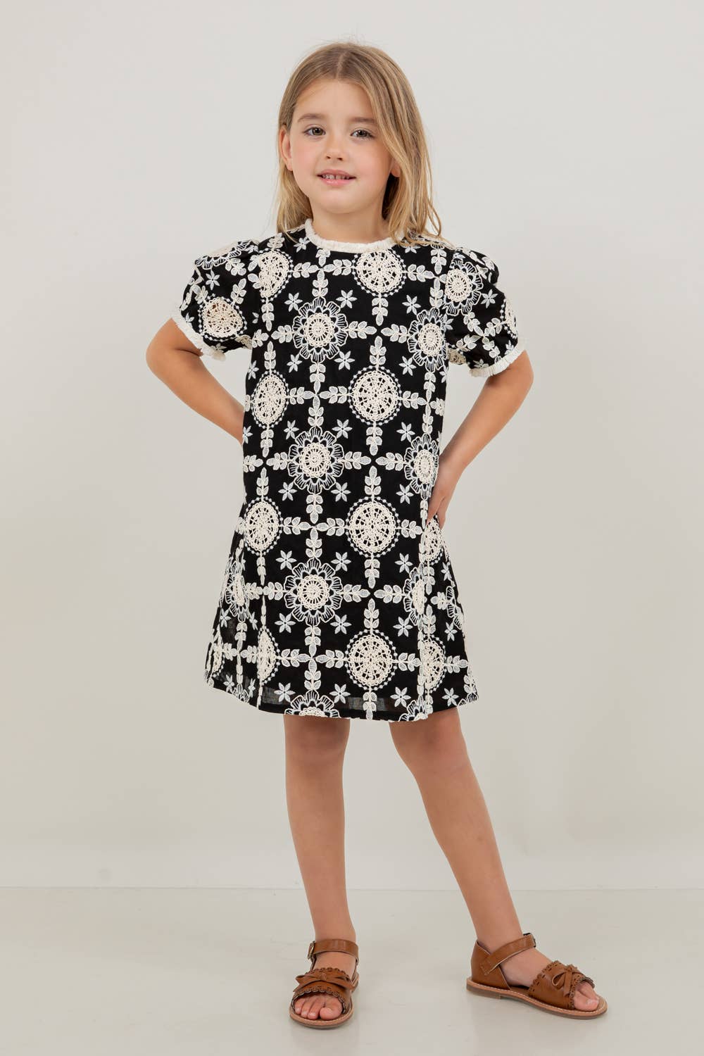 Girls Floral Embroidered Dress