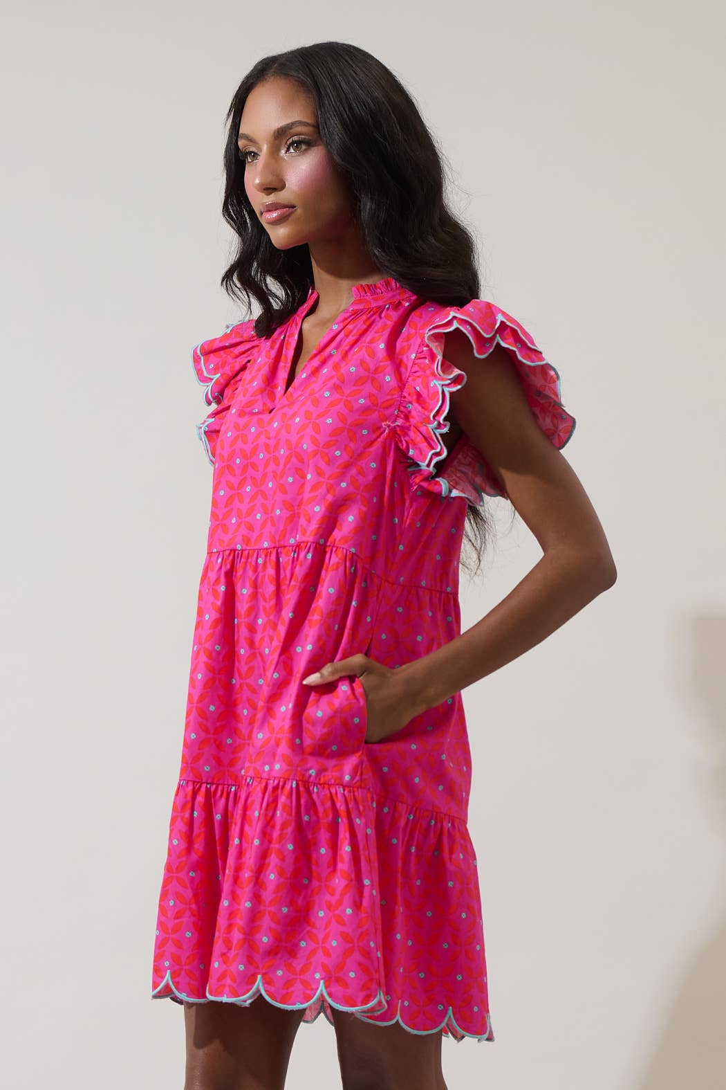 Vaila Floral Scallop Dress