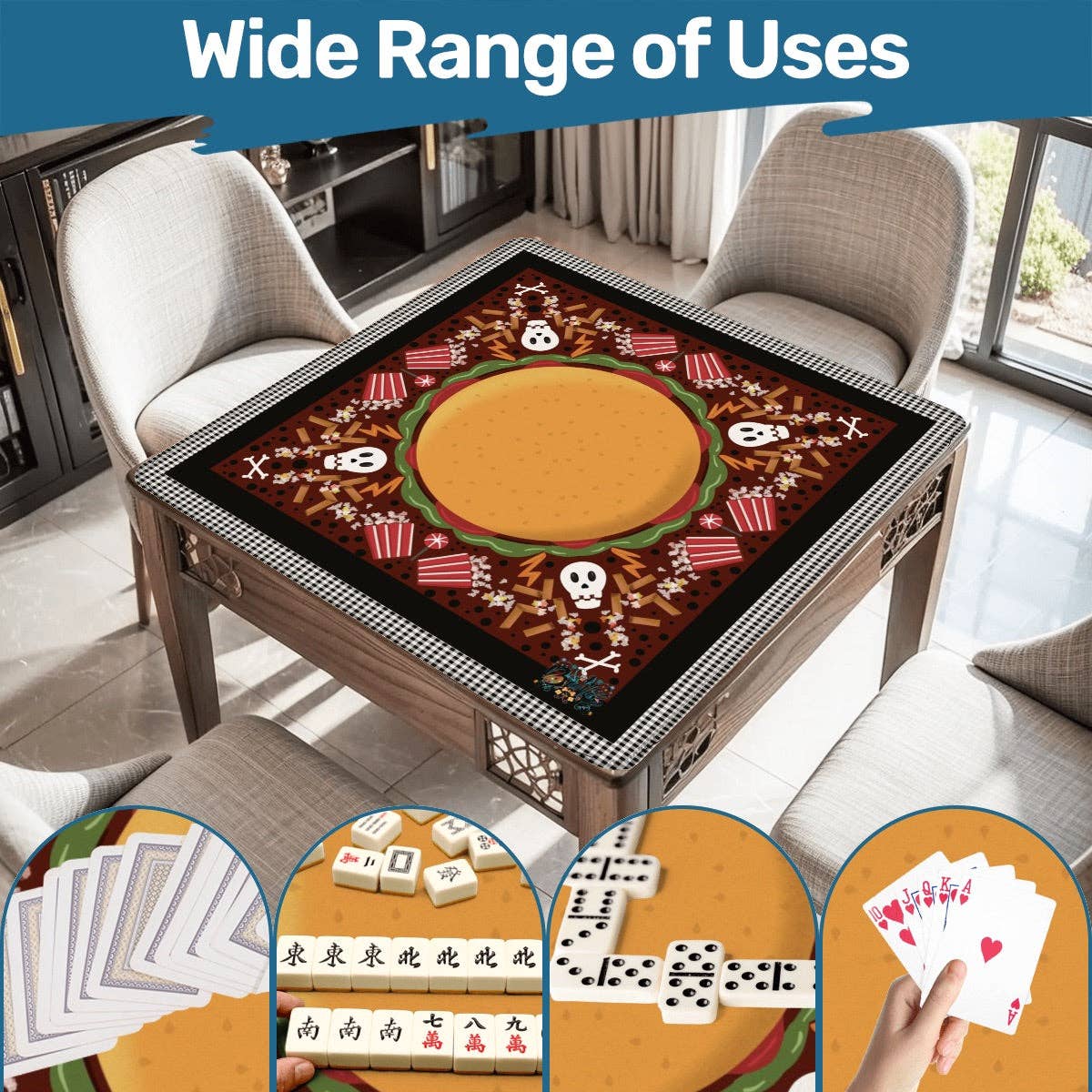 Spooky Fast Food Mahjong Mat 33"x33"