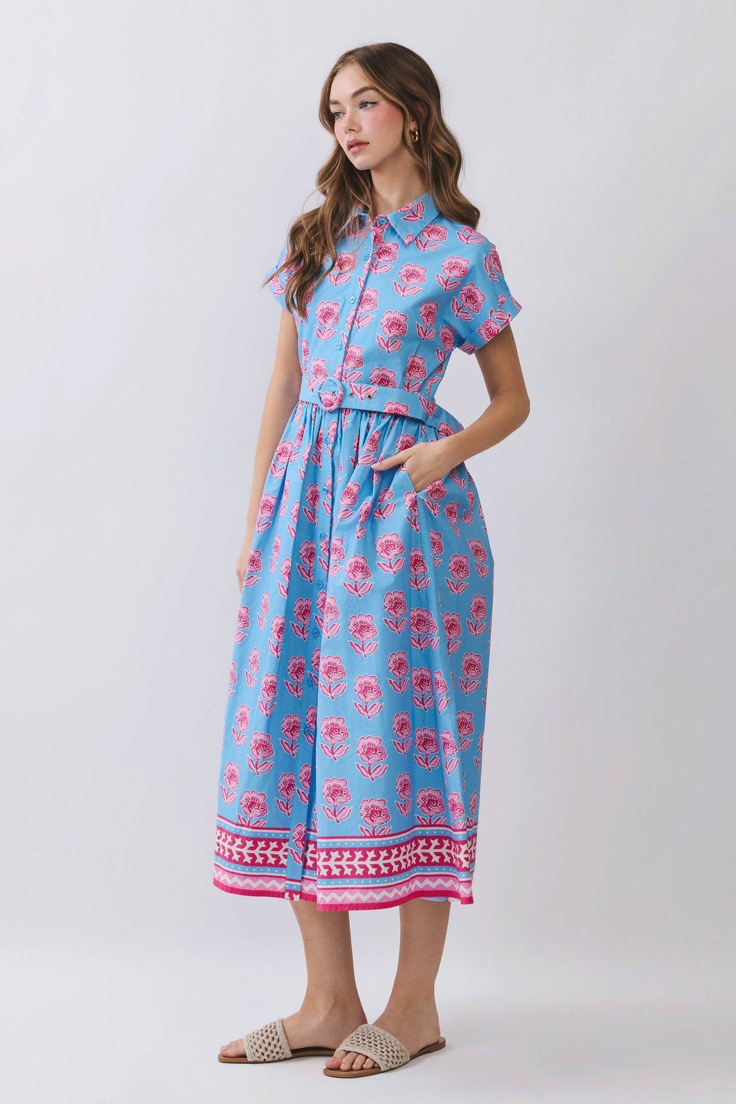 Floral Midi Shirt Dress